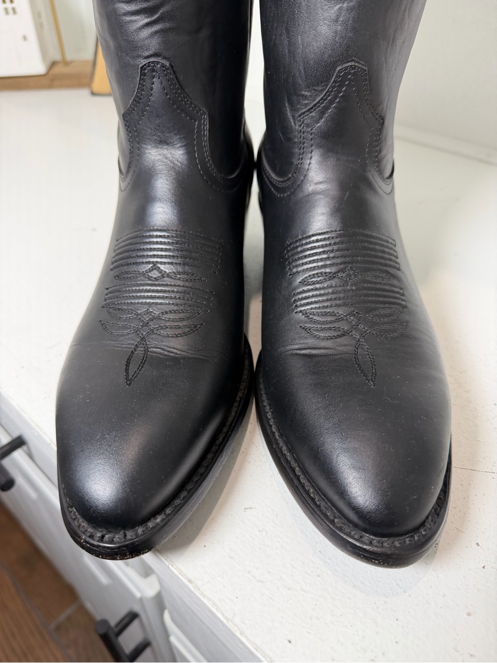 Sedona West Women’s 9.5B Black Leather Cowboy Boots Classic Western Vintage - Picture 3 of 10